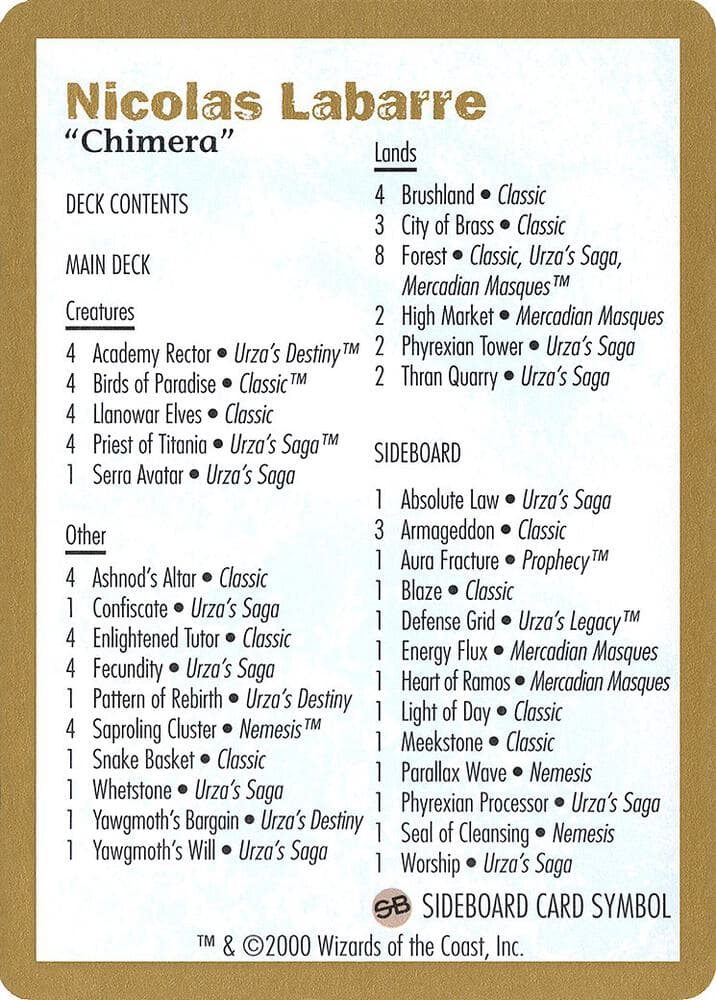 2000 Nicolas Labarre Decklist Card
