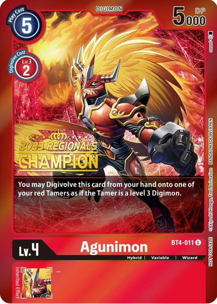 Agunimon - BT4-011 (2023 Regionals Champion)